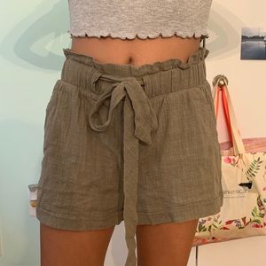 SKY AND SPARROW OLIVE PAPER BAG SHORTS